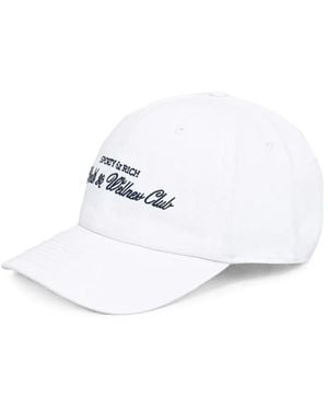 Sporty & Rich H&W Club Hat Embroidered-Logo Baseball Cap - White