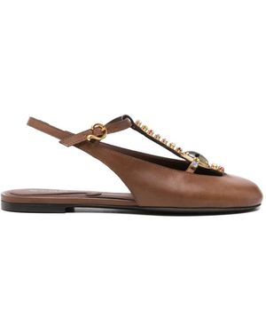Etro Flat Sling-Back Calf Leather + Strass - Brown