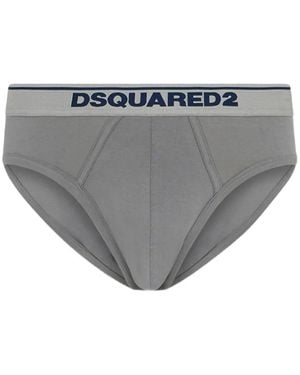 DSquared² Slips Basic À Bande Logo En Coton - Gray