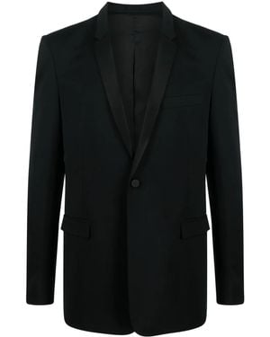 MODES GARMENTS Satin-Trim Single-Breasted Blazer - Black