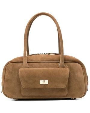Sandro Top Zip Fastening Shoulder Bag - Natural