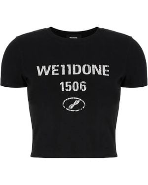 we11done Logo-Print Cropped T-Shirt - Black