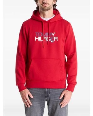 Tommy Hilfiger Logo-Print Hoodie - Red