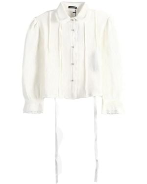 Ann Demeulemeester Isaka Lace-Trimmed Pintuck-Detail Shirt - White