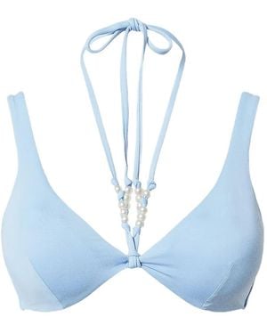 Twinset Top de bikini con cuello halter y cuentas - Azul