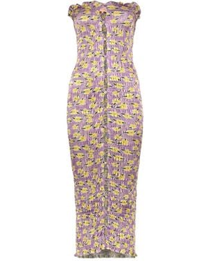 AMY CROOKES Vestido Con Motivo Floral - Morado