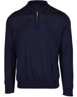 Colombo Quarter Zip-Up Polo Shirt - Blue