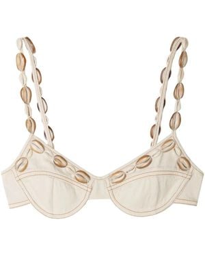 Alanui Ocean Dream Denim Bra - Natural