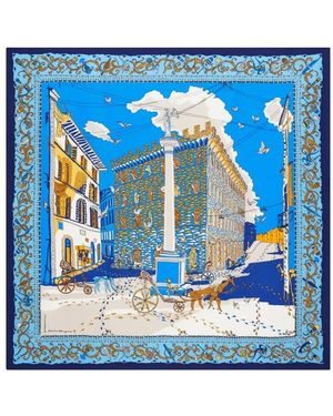 Ferragamo Seidenschal Mit Palazzo Spini Feroni-Print - Blau