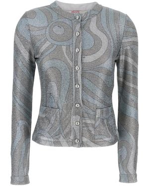 PUCCI Patch-Pocket Button Cardigan - Blue