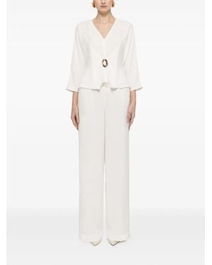 Nissa High-Waisted Crepe Pants - White