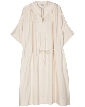 Yves Salomon Belted Midi Dress - Natural