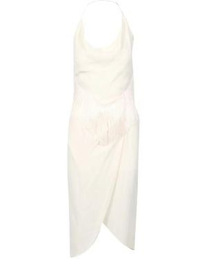 SIMONA CORSELLINI Fringe-Trimmed Midi Dress - White