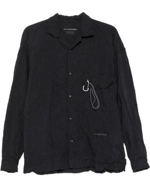 and wander Crinkled-Effect Shirt - Black