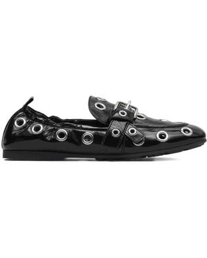 Marc Jacobs Grommet-Detail Buckle Leather Loafers - Black