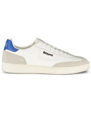 Blauer Colour-Block Leather Trainers - White