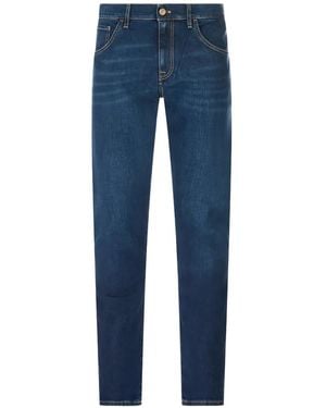 PT Torino Logo-Patch Whiskered Slim-Fit Jeans - Blue