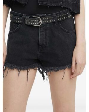 Aniye By Ausgefranste Jeans-Shorts - Schwarz