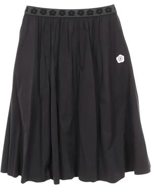KENZO Flower-waistband Midi Skirt - Black