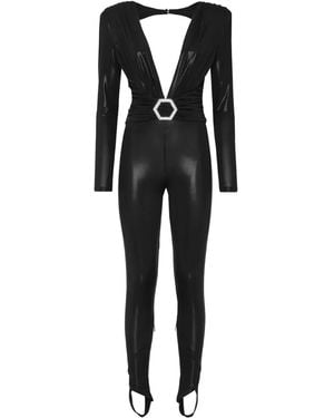Philipp Plein Mono largo con hombreras - Negro