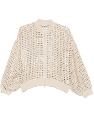 Brunello Cucinelli Sequin-Embellished Open-Knit Cardigan - Natural