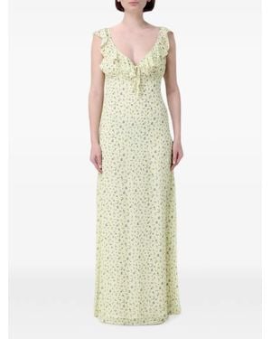 Mar De Margaritas Cecilia Floral-Print Ruffled Maxi Dress - White