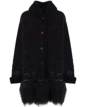 Ermanno Scervino Cappotto Con Ricamo - Nero