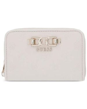 Guess Anise Logo-Embossed Zip-Around Wallet - Natural
