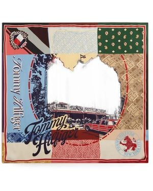 Tommy Hilfiger Patchwork Graphic-Print Scarf - Green