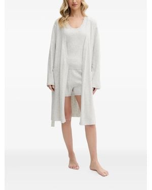 DKNY Gerippter Pyjama mit U-Ausschnitt - Grau