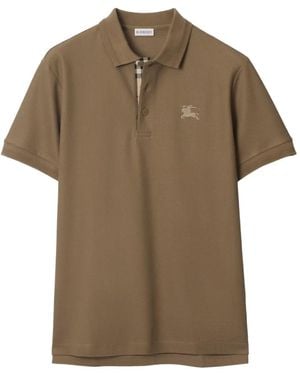Burberry Polo Ricamata A Maniche Corte - Marrone
