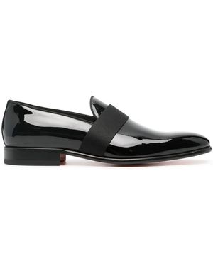 Santoni Patent-Finish Leather Loafers - Black