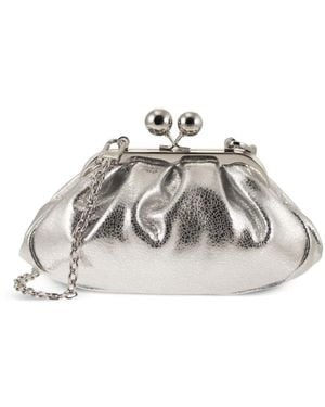 Weekend by Maxmara Metallic Gathered-Leather Shoulder Bag - White
