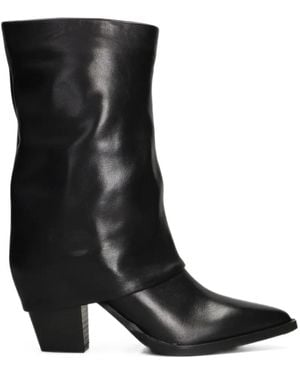 Julie Dee Foldover Pointed-Toe Ankle Boots - Black