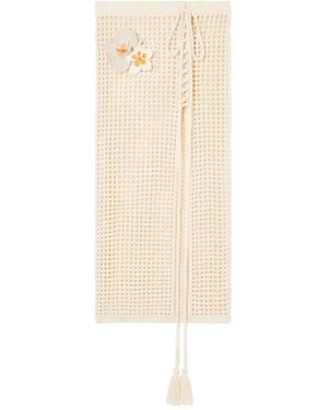 Alanui Where The Waves Begins Floral-Appliqué Tied Midi Skirt - White