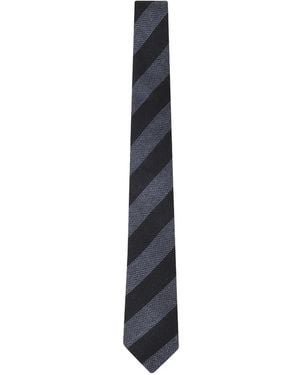 Tagliatore Diagonal-Stripe Knitted Tie - White