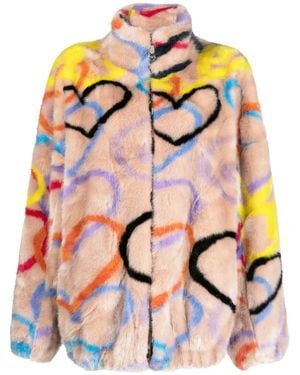 Philipp Plein Cappotto Con Stampa - Rosa