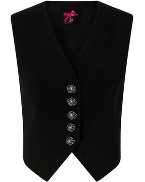 Pinko Vest With Rose-Shaped Buttons - Black