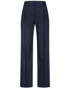 Lardini Pinstripe-Pattern Pleated Pants - Blue