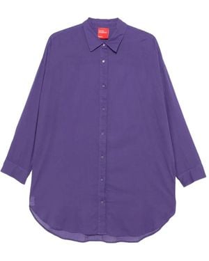 ..,merci Contrast-Stitch Curved-Hem Shirt - Purple
