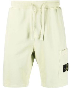 Stone Island Compass-patch Track Shorts In Lime Green - Natural