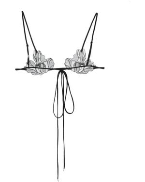 Patrizia Pepe Floral-Lace Bra - Black