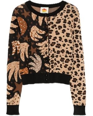 FARM Rio Cárdigan con animal print - Negro
