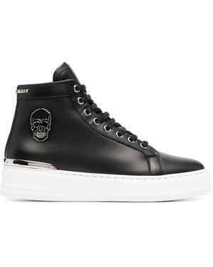 Philipp Plein Skull High-Top Leather Trainers - Black