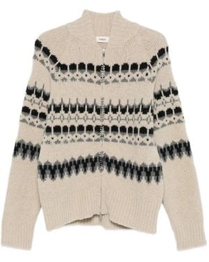 Barena Patterned Zip-Up Cardigan - Natural