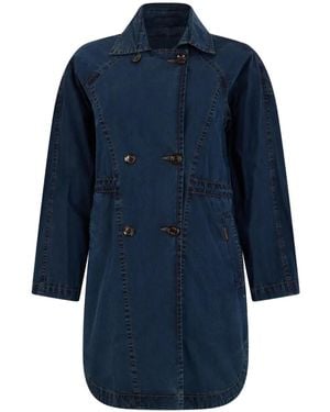 Moorer Aura-P Double-Breasted Elasticated-Waist Coat - Blue