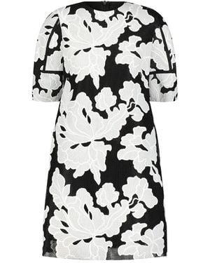 Lela Rose Floral-Embroidered Mini Dress - Black