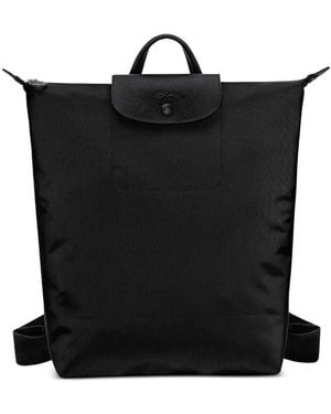 Longchamp Le Pliage Rucksack Mit Lederdetails - Schwarz