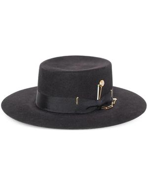 Nick Fouquet East Hall Ribbon-Trim Pin Hat - Black
