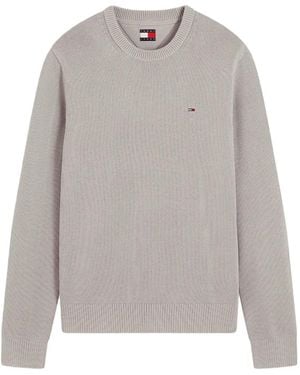 Tommy Hilfiger Tommy-Flag Ribbed-Knit Sweater - Gray